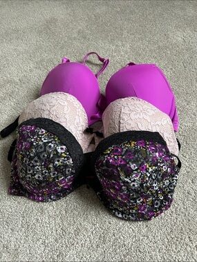 La SENZA Magenta and Floral Lace Push-Up Bra Duo